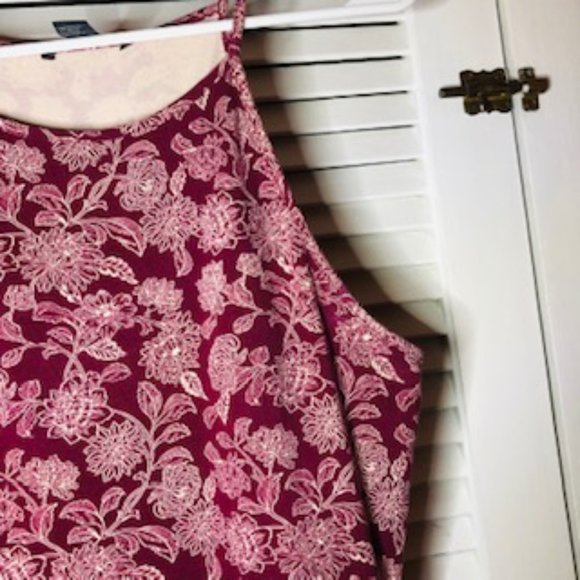Forever 21 Burgundy with White Flower Spaghetti Strap Sundress - Picture 5 of 5